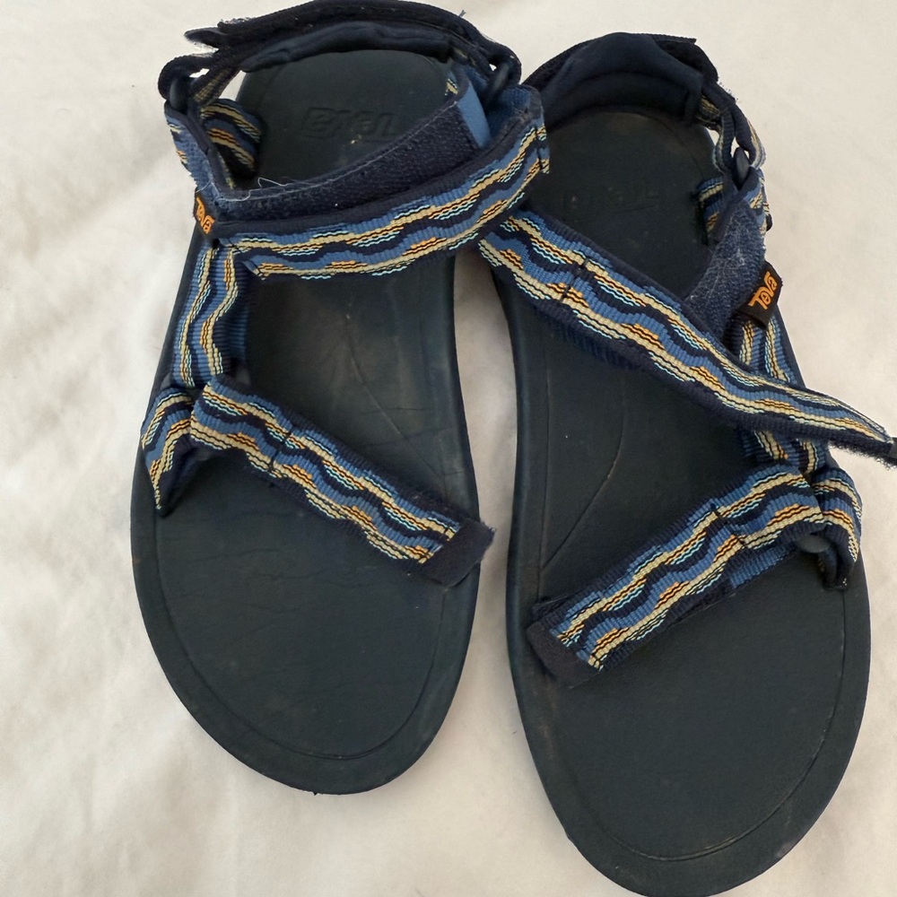 Teva Navy and Gold Striped Sandals